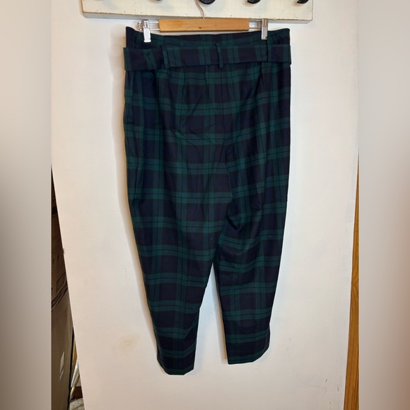 Talbots Black Watch Tie Waist Wool Blend Tartan Ankle Pants - Picture 6 of 8
